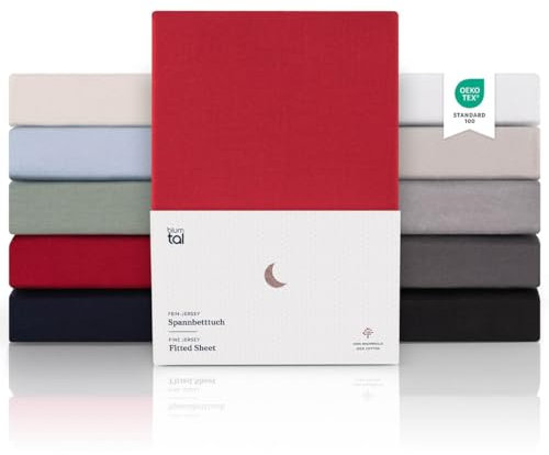 Blumtal® Premium Spannbettlaken 180x200cm Jersey Boxspringbetten - Oeko-TEX zertifiziertes Bettlaken 180x200 - Spannbettlaken 180x200cm Baumwolle - Bettlaken 180x200 Baumwolle - Leintuch 180x200 Rot