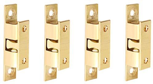Alise Double Roller Catch Cabinet Latches,Adjustable Double Ball Tension Roller Catch Latch Brass Cabinet Door Latch,47mm Solid Brass Cabinet Latches and Catches,4 Pcs