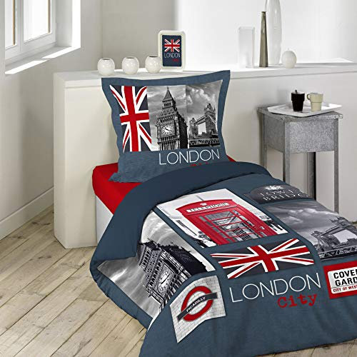 Dynamic24 2 pezzi Biancheria da letto double-face, 140 x 200 cm, London