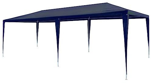 vidaXL Tente de fête de mariage, chapiteau d'activités de plein air, tonnelle de jardin, pavillon instantané, camping, pique-nique, barbecue, abri en polyéthylène 2,5 x 5,9 m, bleu