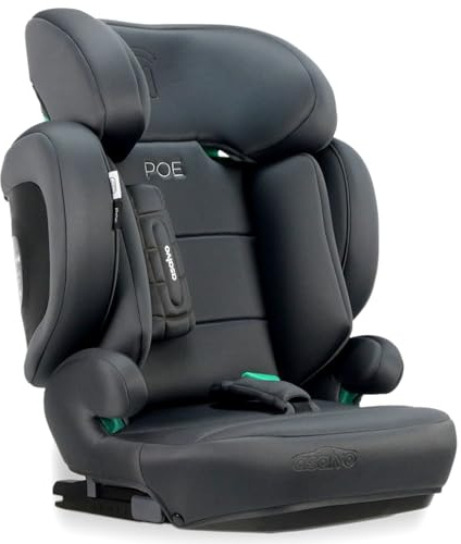 Silla de coche i-Size Isofix 100-150 cm | Homologada ECE R129, protección lateral y cervical, reposacabezas 21 cm, respaldo plegable, alas abatibles | Poe Fix Gris Asalvo