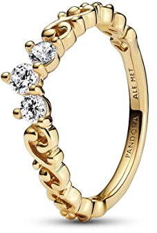 PANDORA Königlicher Wirbel Diadem-Ring aus 14 Karat vergoldeter Metalllegierung mit Zirkonia - kombinierbar mit Schmuck Moments Kollektion - Größe: 52