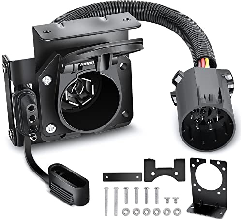 Nilight Dual Output Vehicle Side 7 Way RV Blade and 4Way Flat Wiring Harness Multi Tow 4Pin to 7Pin Electric Adapter for RVs Trucks Factory Tows Package USCAR 7Way Sockets Required