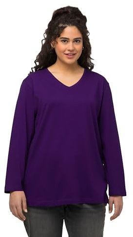 Ulla Popken, Damen, große Größen, Basic-V-Shirt, Langarm