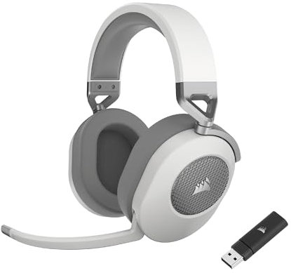 Corsair HS65 Wireless Auriculares para Juegos Multiplataforma con Bluetooth - Dolby 7.1 Sonido Envolvente - Micrófono Omnidireccional - iCUE - PC, Mac, PS5, PS4, Nintendo Switch, Móvil - Blanco