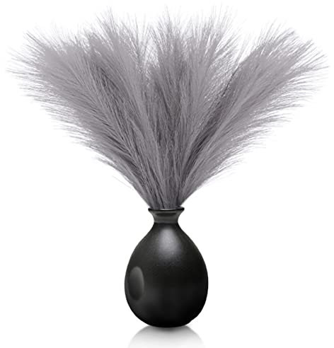 6PCS Dried Pampas Grass Set, Dried Flowers for Crafts, 45cm Dried Plants Artificial Pampas Grass Faux Plant Dried Vase Fillings Party Home Bathroom Decor(Grey)