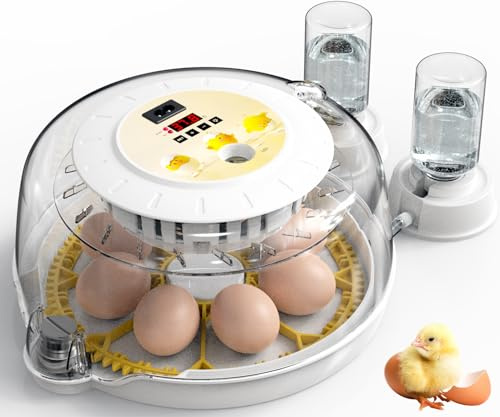 DETODDA Incubator for Eggs Automatic Turning, Eggs Incubators for Hatching Eggs, Egg Candler, Farm Poultry Automatic Egg Incubator for Hatching Chicken Duck Goose Quail, with Water Bottle
