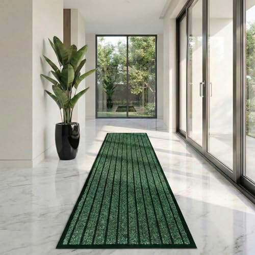 Cozy Haven Rubber Runner Rug – Outdoor & Indoor Heavy Duty Washable Non-Slip Runner Rug for Kitchen Garden, Inside & Outside Floor Mats, Waterproof and Dirt Trapper Entrance Rug (60x180 cm, Green)