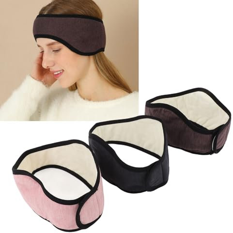 3pcs Ear Warmer Headband, Soft Fleece Ear Warmer Headband with Adjustable Strap Soft Stretchy Noise Reduction Headband Ear Warmer for Sleeping, Skiing, Running, Cycling