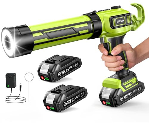 Taskstar Pistola Silicona con 2-Baterías y Luz-LED, Pistola Silicona Eléctrica Compatible con Makita 18V Batería de 300ml para Calafateo y Sellado, Bajo Nivel de Ruido,Verde