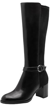 Tamaris Femme Damen Long Boot Heel 1-25512-45 Botte Haute Jusqu'au Genou, Noir, 39 EU