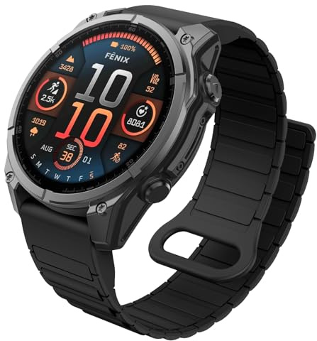 MYSNBKN 22mm Silikon Magnetarmband für Fenix 8 47mm/7 Pro/6 Pro/7/6/5
