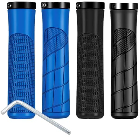 MOLIMOLI Puños ergonómicos para Manillar de Bicicleta, universales de 22 mm, 2 Pares (Negro + Azul) para Bicicleta de montaña, Carretera, Ciudad y Scooter. Antideslizantes y duraderos.