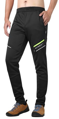 KUTOOK Pantaloni Ciclismo Invernali Pantaloni Softshell Uomo Pantaloni MTB Lunghi Antivento Impermeabile da Trekking Bici Escursionismo Montagna Arrampicata