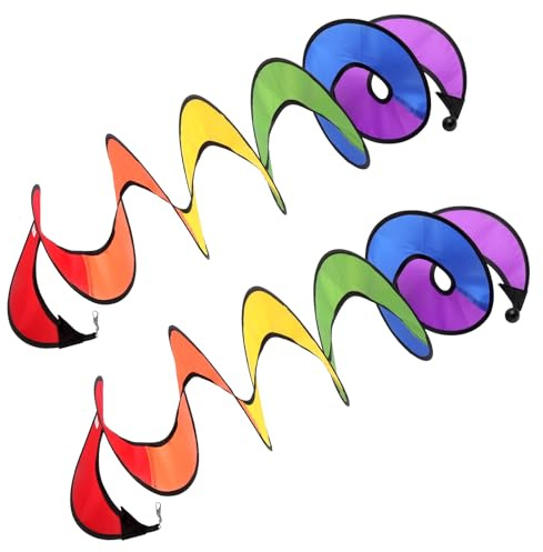 TNSLAND 2PCS Molinos de Viento en Espiral Coloridos, Molino de Viento Plegable Resistente al Agua los Rayos UV, Decoración de Jardín Exterior y Balcón, Accesorio para Camping y Fiesta, Idea Regalo