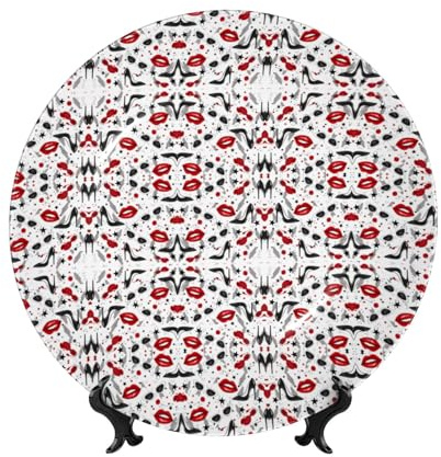 PHAYAH Assiettes décoratives en porcelaine anglaise avec support - Motif talons hauts - Pour cuisine, salle à manger, armoire à vin, décoration d'intérieur, 25,4 cm