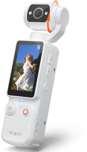 W & O Portable 2.5K Video Recorder with 180° Rotating Lens, Vlogging Camera,Pocket Body Camera with Audio & Video Recording, 7Hour Power, Handheld POV Cameras with 32GB Card（White