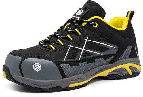 LARNMERN Chaussures de Sécurité Hommes SRC Chaussures de Travail Gris 46EU