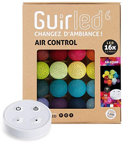 GuirLED - LED Baumwollkugeln Lichterkette USB - Drahtlose Fernbedienung - Baby Nachtlicht 2h - Dual USB 2A Netzteil enthalten - 4 Intensitäten – 16 Kugeln 1.6m - Arlequin