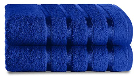 GC GAVENO CAVAILIA Ensemble de 2 draps de bain - Grande serviette de bain douce et super absorbante - Ensemble de serviettes en coton filé à anneaux de 500 g/m², bleu roi
