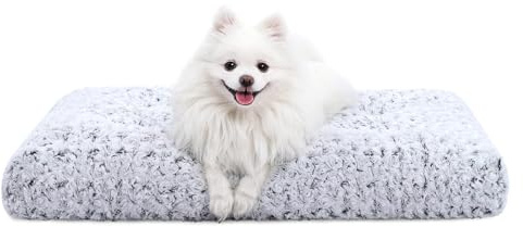 KSIIA Washable Dog Bed Deluxe Plush Dog Crate Beds Comfy Kennel Pad Anti-Slip Pet Sleeping Mat for Large, Jumbo, Medium, Small Dogs Breeds, 23 x 18, Gray