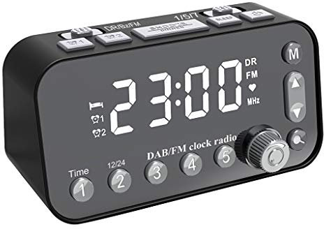 Bärbara Dab/fm Radios digitalradio med klocka och väckarklocka med larm med radio for sängen eller köket, stor displaylätt justerbar dubbla USB Radio sömntimer Fm Radioklocka/918