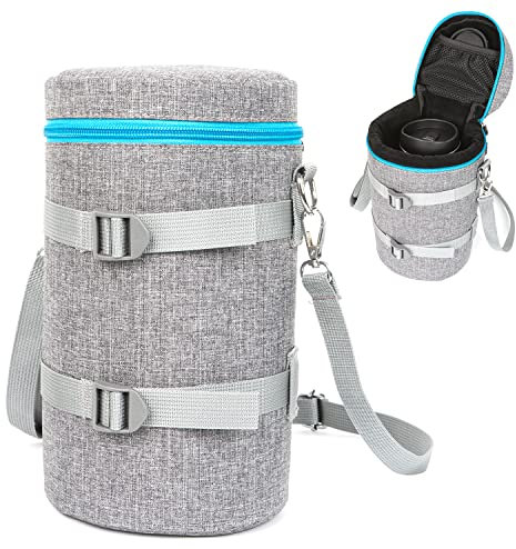 Uktunu Objektivtasche wasserdichte Kamera Objektivbeutel Stoßdämpfend groß Schutzhülle für objektive Objektivköcher für Canon, Nikon, Tamron, Sigma, Sony Objektive, Innere Größe 120 * 230mm, Grau