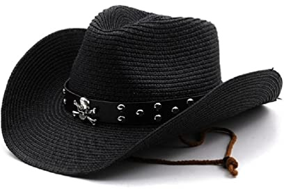 Chapeau de cowboy en paille de style ethnique pour homme - Chapeau de cowboy occidental - Chapeau d'église - Chapeau de cowboy - Chapeau de paille - Chapeau de bétail en feutre avec grand