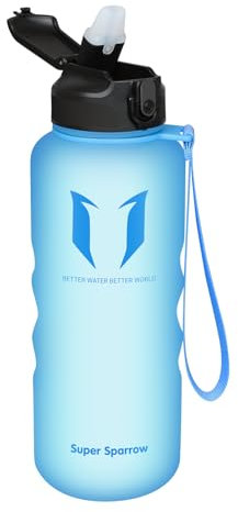Super Sparrow Botella de Agua Deportiva con Pajita - 1500ml - Prueba de Fugas - Sin BPA