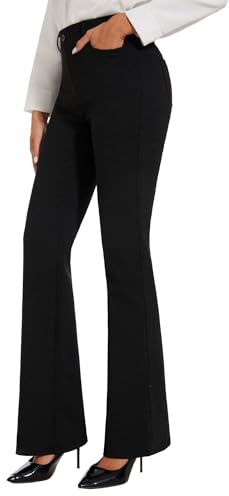 Safort Pantaloni da Yoga da Donna Bootcut Stretch Pantaloni a Zampa Pantaloni Jazz Lunghi Casual Pantaloni Eleganti in Tessuto a Vita Alta con Due Tasche, Nero, M