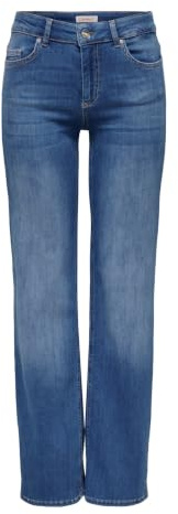 ONLY Jean Coupe Droite ONLBLUSH Taille Moyenne Straight Fit Jeans Medium Blue Denim L 30 Medium Blue Denim L / L30