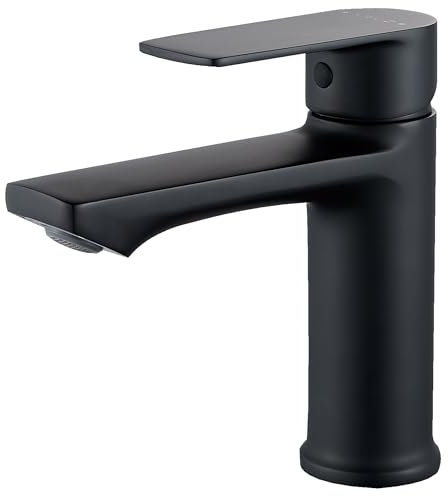 BELZ Robinet mitigeur de lavabo design moderne avec bec haut arc pour salle de bain traditionnelle Noir