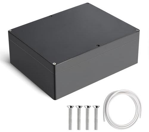 Therlan kopplingsdosa svart vattentät IP65, elektronikhölje kopplingsdosa ytmonterad svart distributionsbox utomhus vattentät, ABS projektlåda plast anslutningsbox ytmonterad låda 290 x 210 x 100 mm