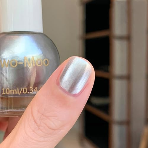 Metal Nail Polish - Quick Drying Mirror Effect Nail Art Varnish - Silver Plating Metallic Nail Polish No UV Needed - Magic Mirror Gel Nail Varnish For Chrome Nail