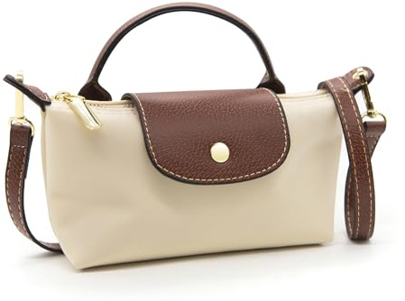 Long Keeper Borsa a Spalla Donna Piccola Nylon Borsa a Mano Moda Mini Borsetta Morbida Tracolla Borse Piccole Donna Adolescente per Quotidiano Viaggio (Beige)