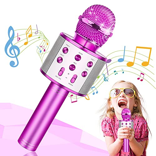 Hapikids Karaoke Machine, Girls Birthday Presents 4 5 6 7 8 9 Year Old Girl Gifts for 3-10 Year Olds Girl Toys Age 3-12 Teenage Girls Gifts Microphones Toys Xmax Purple