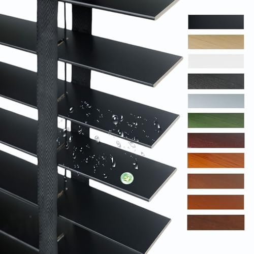 Blackout Wood Blinds for Indoor Windows, Faux Wooden Blinds 2 Slats, Cordless Horizontal Privacy Shades 16 24 34 48 52 62 76, Wooden Window Venetian Blind for Office Bedroom (Black)
