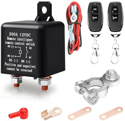 Interruptor de separación de batería de 12V con 2 mandos a distancia, interruptor de corriente de 12V CC 200A, interruptor de batería para coche, RV, barco, yate, caravana, antirrobo