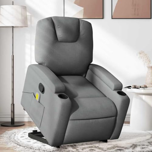 Mimdixy Fauteuil de massage, fauteuil de massage, fauteuil de massage, avec aide au relevage, tissu gris foncé, pour chambre à coucher et salon, installation rapide