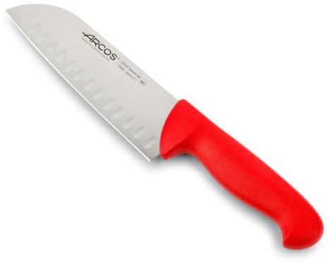 Arcos Serie 2900 - Coltello Santoku Coltello Giapponese Coltelli asiatici - Lama Acciaio Inossidabile Nitrum 180 mm - Manico Polipropilene Colore Rosso