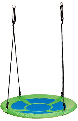 OTITU Altalena A Nido Piatto Stile Nido di Cicogna - Altalena Sospesa, Altalena Circolare 100 Cm - Altalena da Giardino Nido per Altalena da Esterno - Gioco da Giardino - Montaggio Semplice Verde-Blu