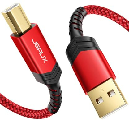 JSAUX USB Printer Cable 10ft, Type A Male to B Male Scanner Cord USB B Cable High Speed for HP, Canon, Epson, Dell, Brother, Lexmark, Xerox, Samsung etc and Piano, DAC