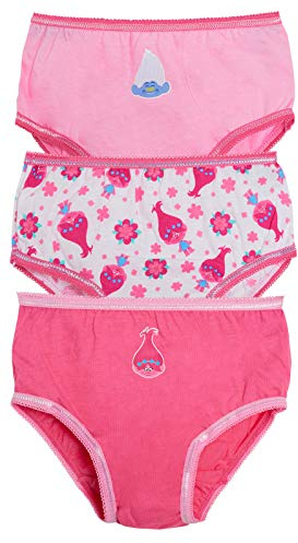 Trolls - Slip in Cotone per Bambina con Confezione da 3 Pantaloni Intimo per Mutande - 5-6 Anni