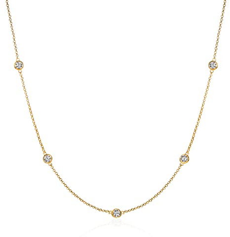 namana Gold Chain Necklace for Women, 18 inch long Chain Necklace for Women with Cubic Zirconia Stones, Gold Necklaces for Women and Teenage Girls, Chain Necklace for Ladies with Jewellery Pouch
