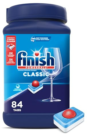 Finish Classic Dishwasher Pods, No Pre-Rinse Dishwasher Detergent Soap For Clean & Shine everyday with grease fighting Power, 84 count