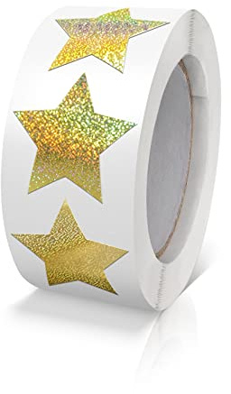 Meitaat Guldstjärnor klistermärken rulle 2,5 cm små självhäftande glänsande etiketter julstjärnor gnistrande klistermärken stjärnklistermärken stjärnor glitter dekoration scrapbooking 500 stycken