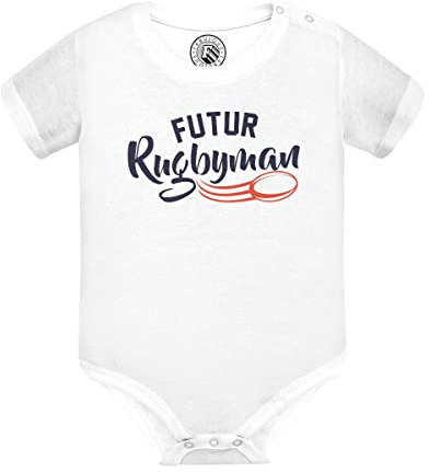 Fabulous Body Bébé Manche Courte Blanc Futur Rugbyman Sport Passion Rugby