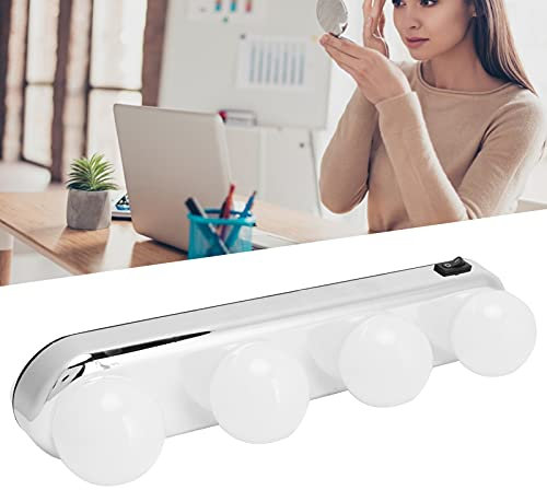 Lampe de miroir, design portable, installation facile, lampe de coiffeuse ABS robuste avec ventouse attachée 4 ampoules LED pour petite amie pour anniversaire et Noël