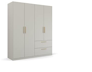 Rauch Möbel Skandi by Quadra Spin Schrank Drehtürenschrank, Grau, 4-TRG., inkl. 2 Kleiderstangen, 2 Einlegeböden, 2 Schubkästen, BxHxT 181x210x54 cm