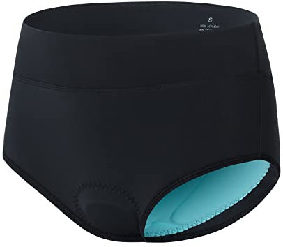 Homord Radunterhose Damen Gepolstert Gemütlich Fahrradunterhose Damen Atmungsaktiv Radsportunterwäsche mit 4D Gel Sitzpolster, Schwarz, L